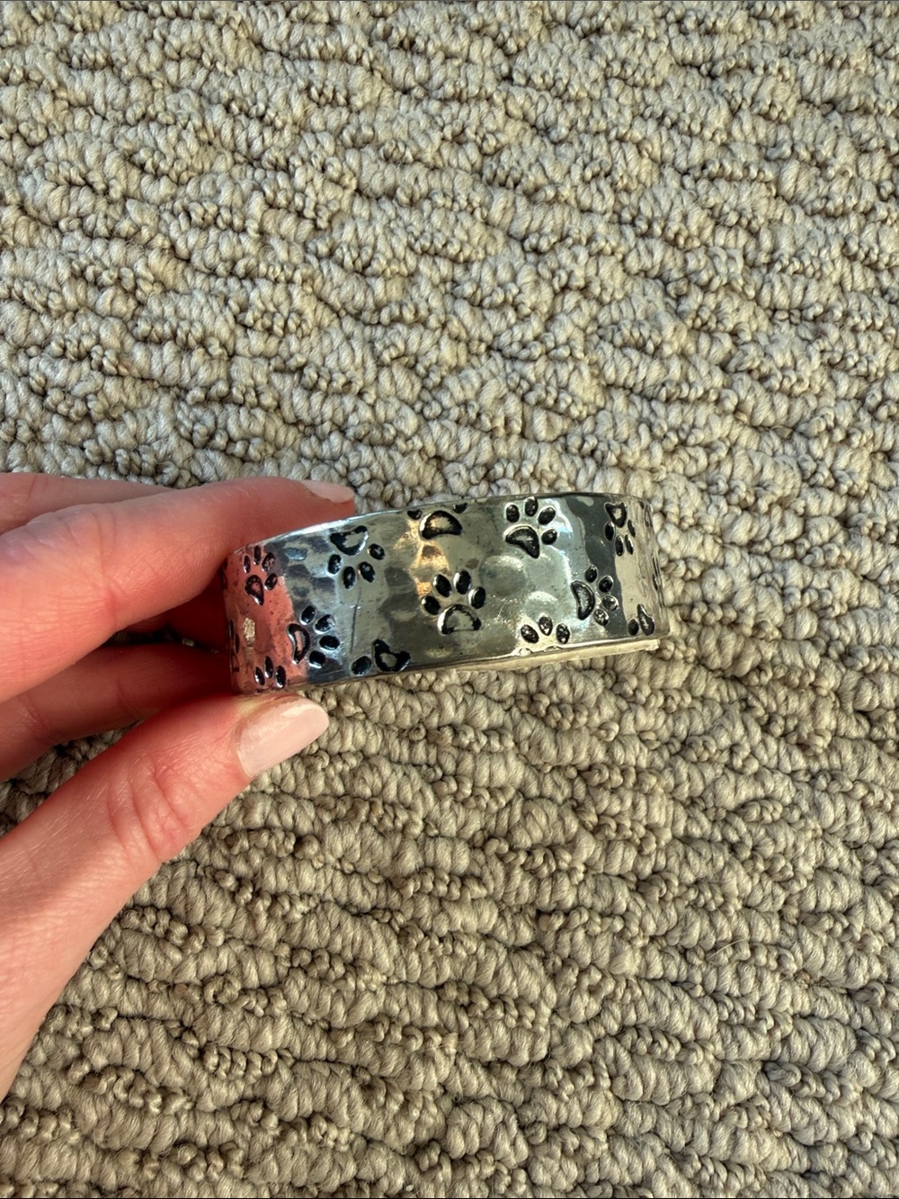 Silver Paw Print Cuff Bracelet